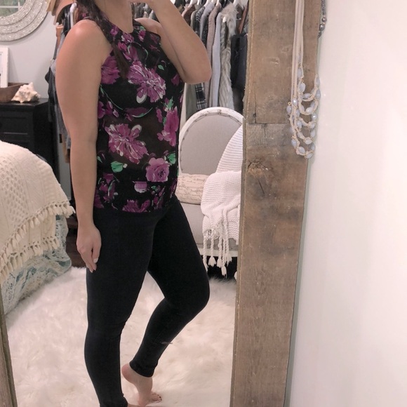 Maurice’s size medium black floral halter top - Picture 3 of 6